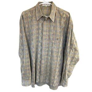 Vtg 80s 90s Shirt Button Down Abstract Geometric XL Made In Italy